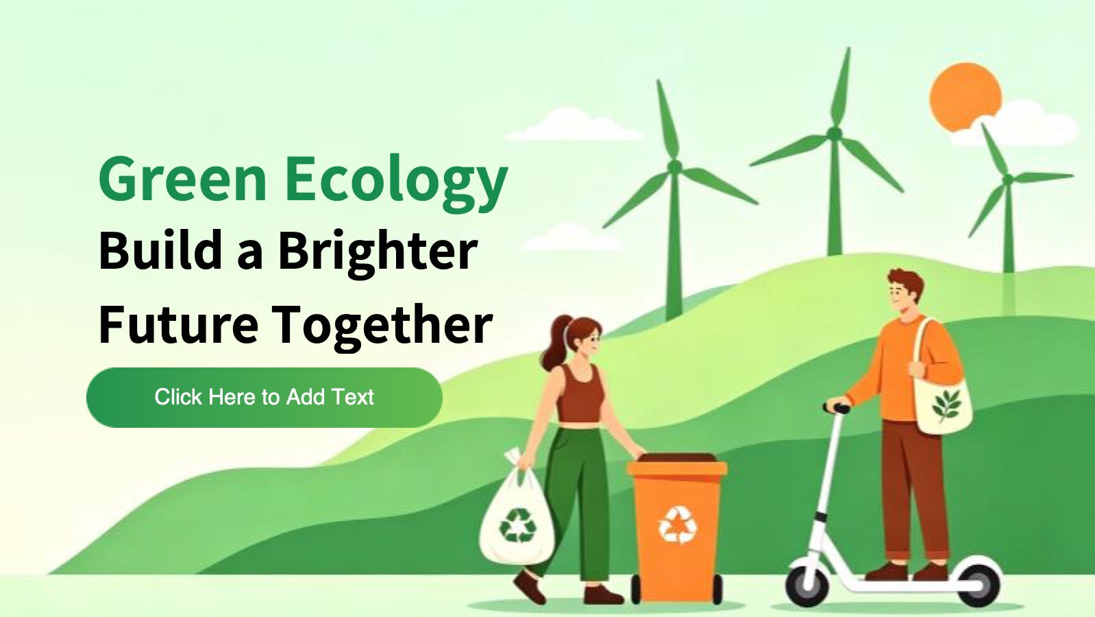 Green Illustrated Aesthetics Green Commuting PowerPoint template preview 1