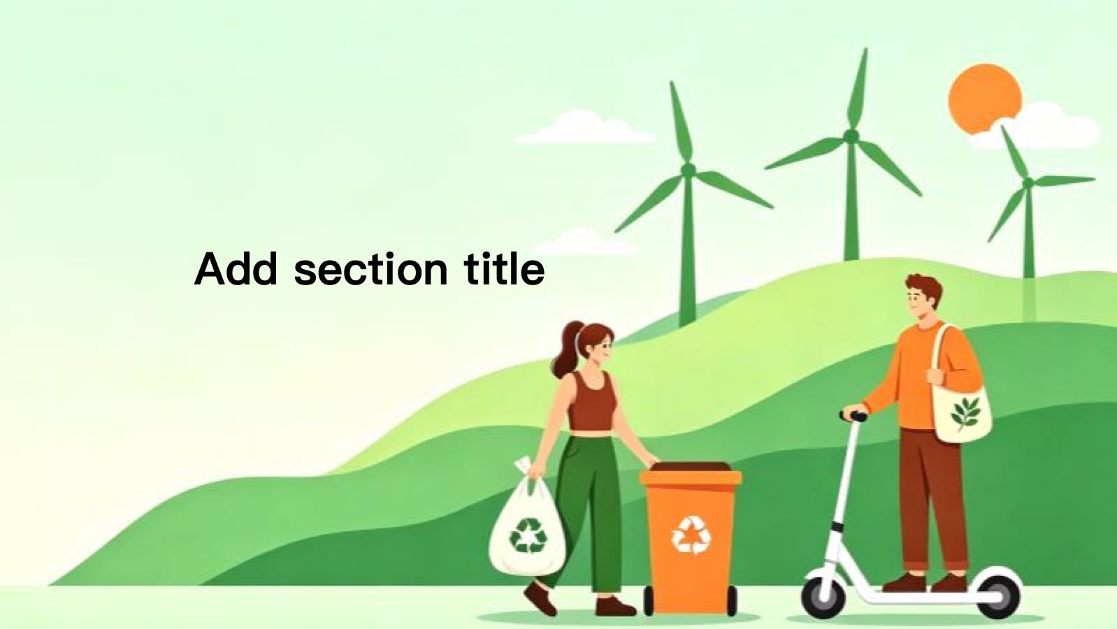 Green Illustrated Aesthetics Green Commuting PowerPoint template preview 3