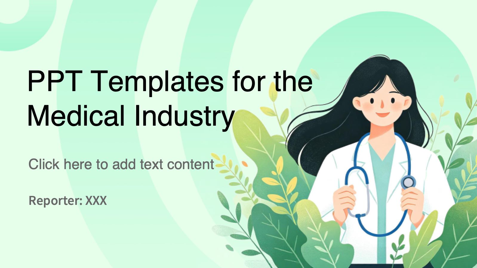 녹색 일러스트레이션 스타일 의료 템플릿 PowerPoint template preview 1