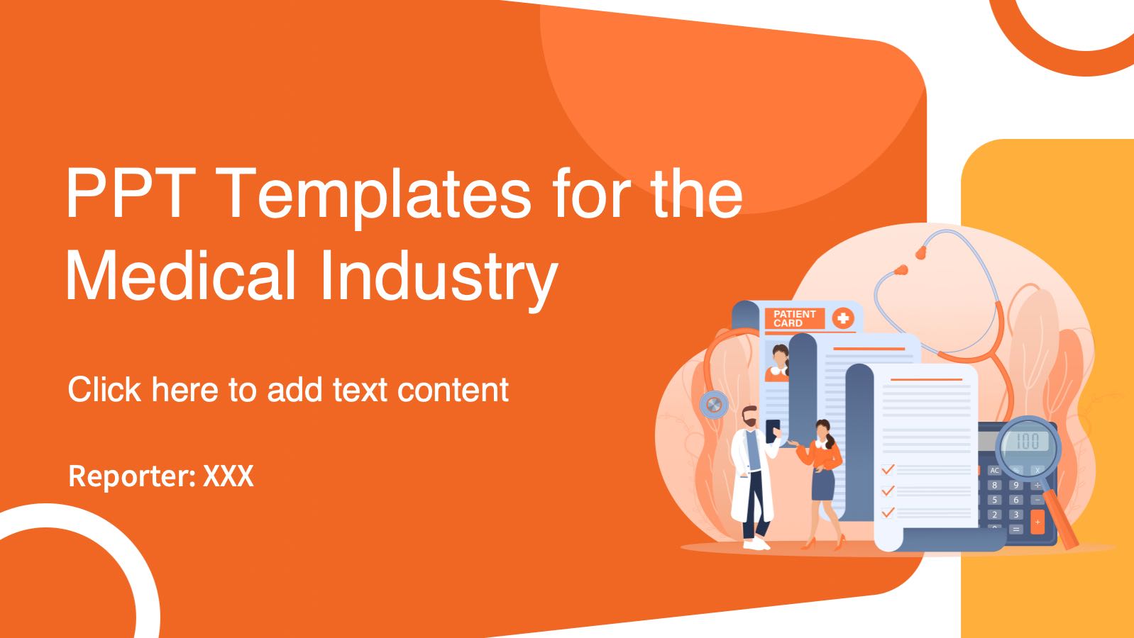 Orange Flat Style Medical Template PowerPoint template preview 1