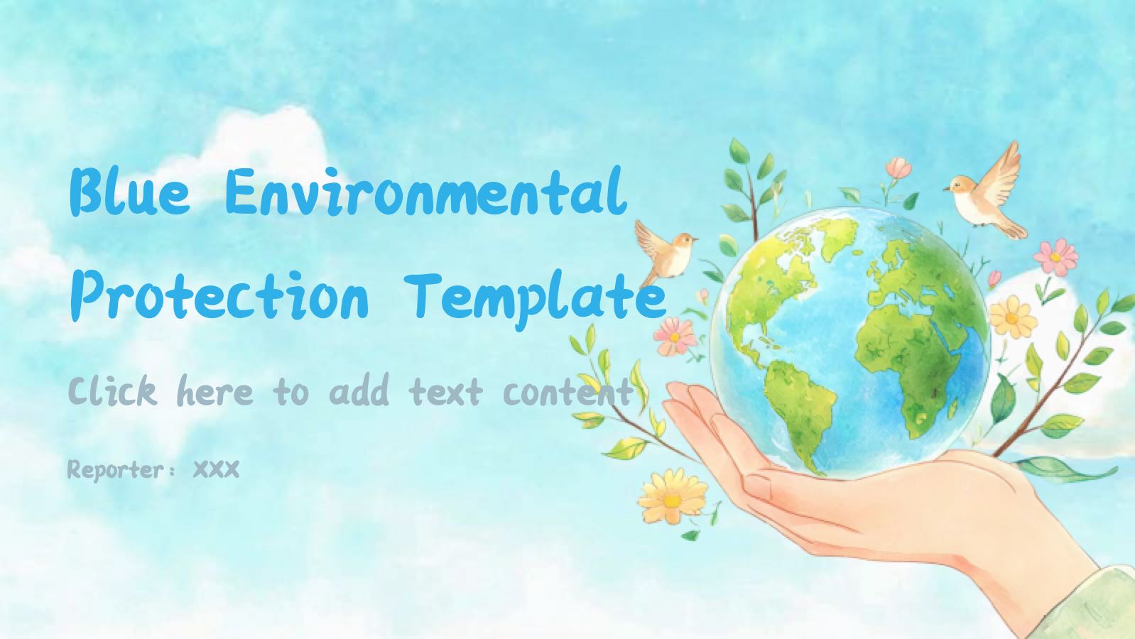 Plantilla de protección ambiental azul PowerPoint template preview 1