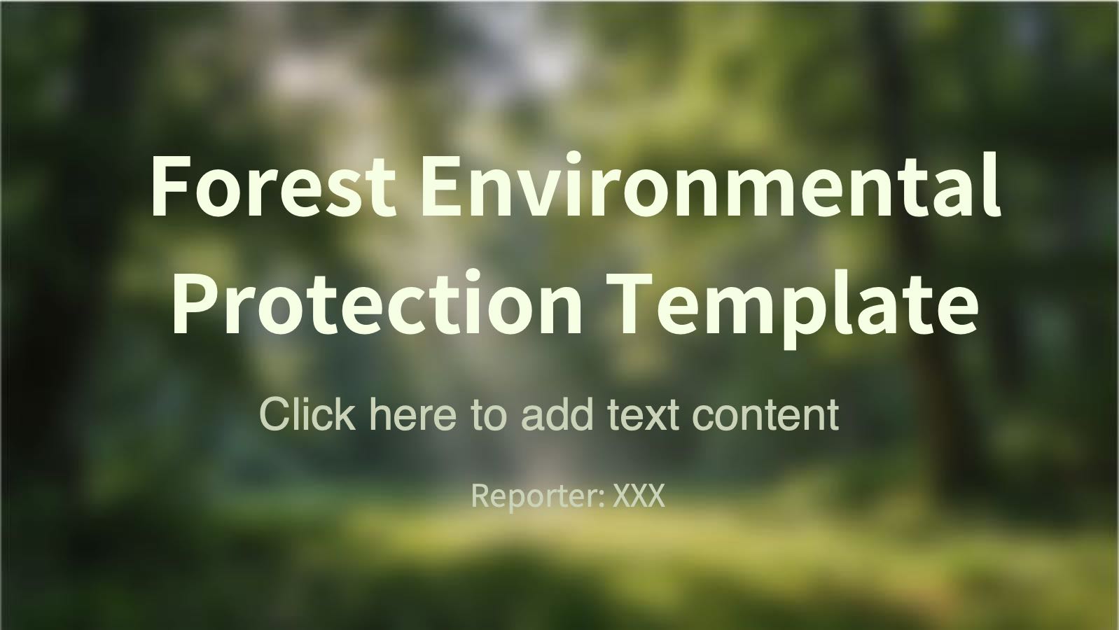 Forest Environmental Protection Template PowerPoint template preview 1