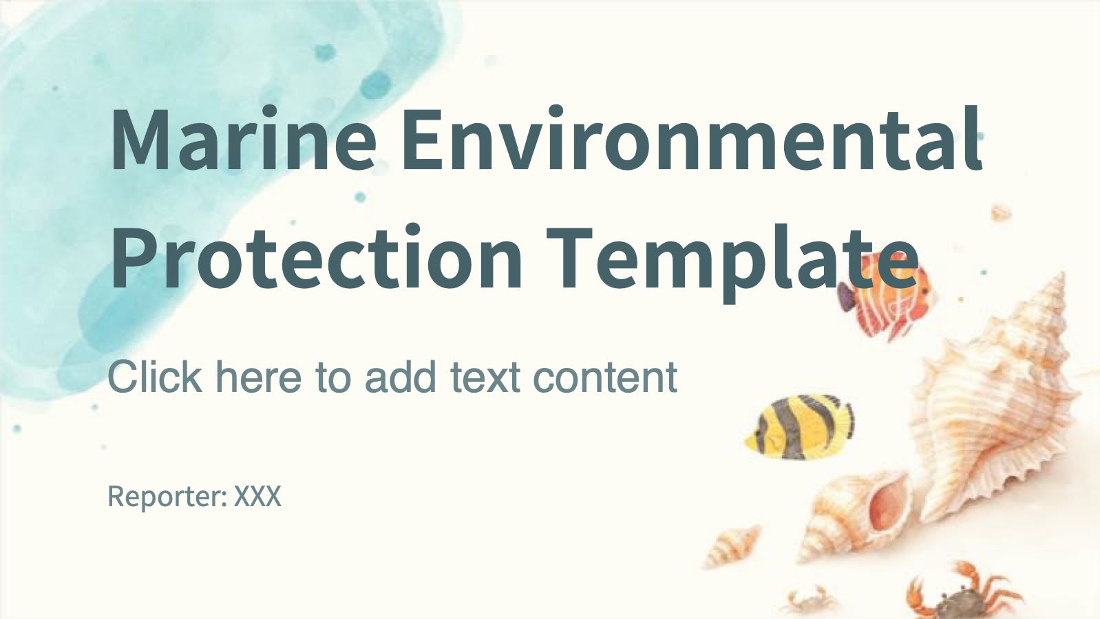 Plantilla de protección ambiental marina PowerPoint template preview 1