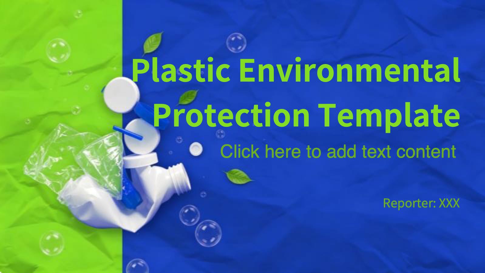 Plantilla de protección ambiental de plástico PowerPoint template preview 1