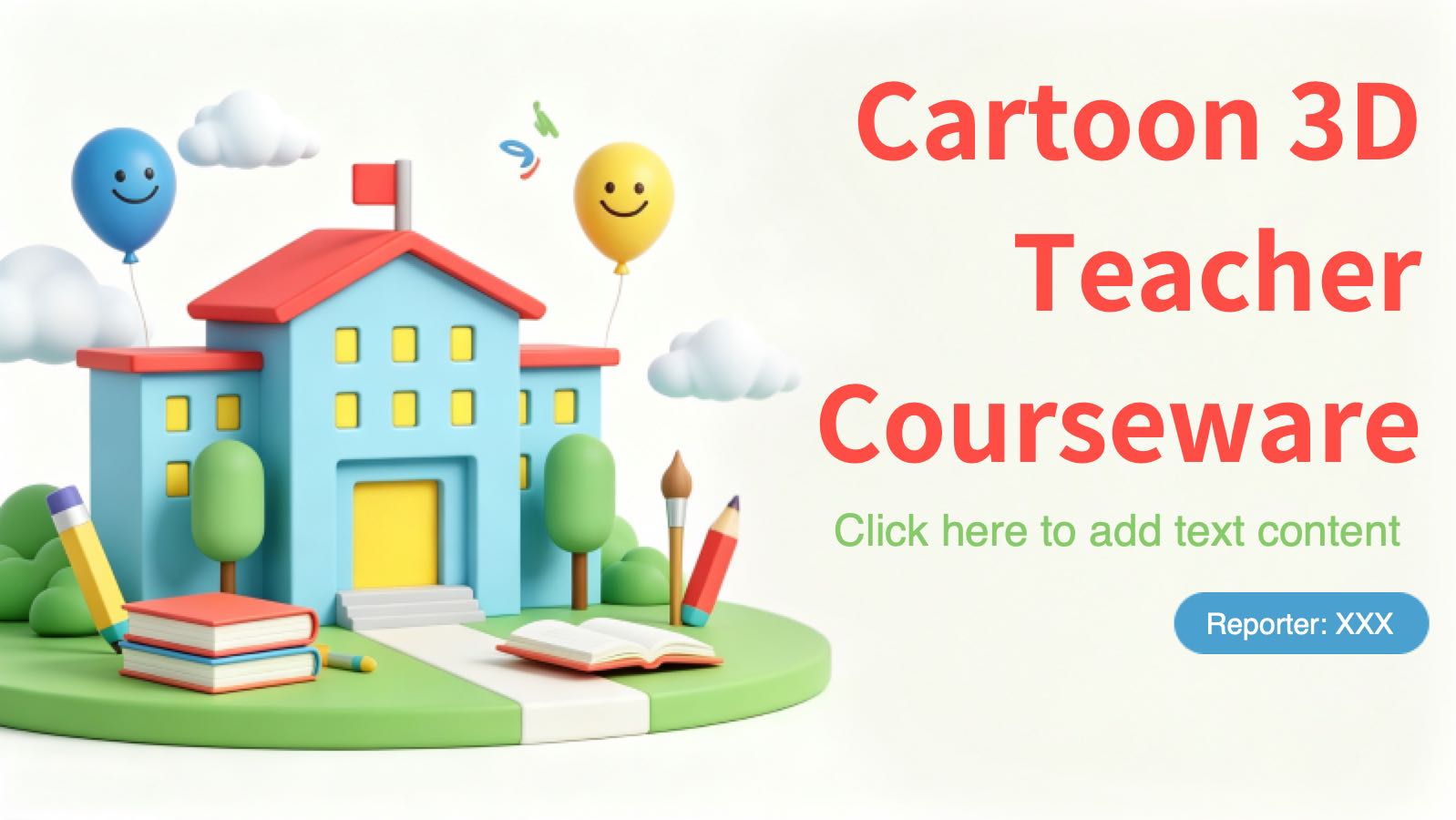 Pré-visualização do modelo PPT Curso de professores de desenhos animados 3D