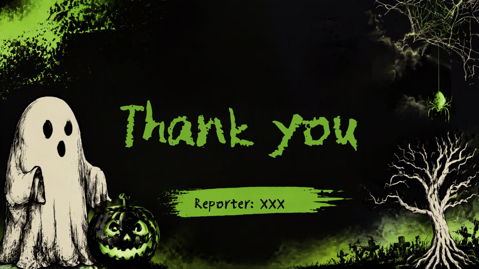 グリーンハロウィンテンプレート PPTテンプレートプレビュー 12枚目